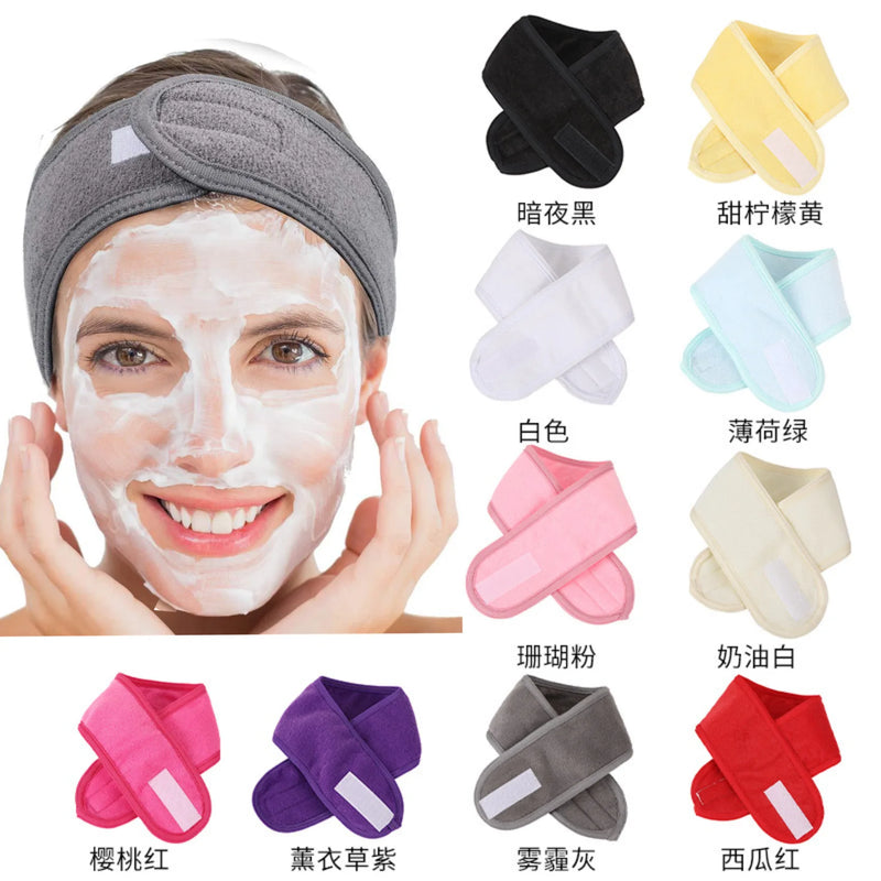 Women Adjustable SPA Facial Headband Bath Makeup Hair Band Headbands for Face Washing Soft Toweling Hair Make Up Accessories